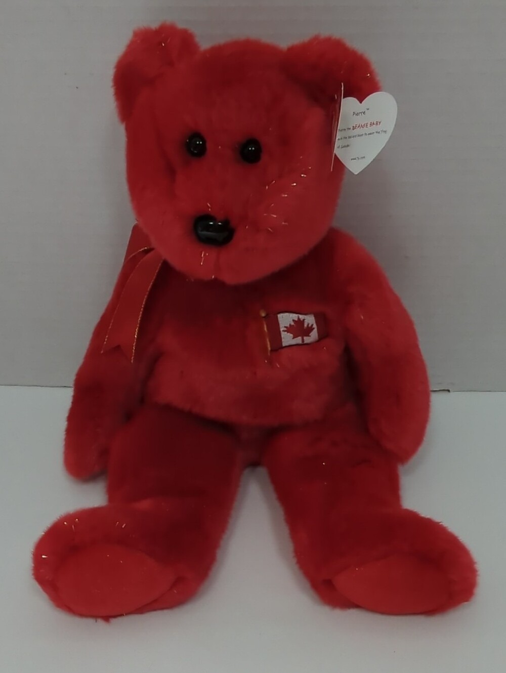 Vtg Ty Beanie Buddy Pierre Red Bear Plush Canada Flag Patch 2001 Tags 14" Tall